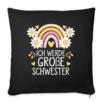 Ich Werde Große Schwester Regenbogen Boho - Sofakissenbezug 45 x 45 cm - Schwarz - Vorne