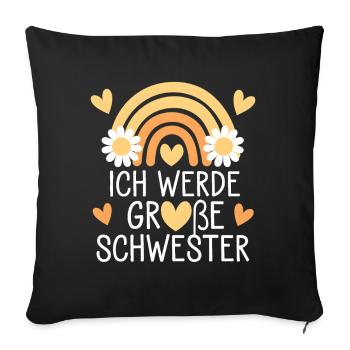 Ich Werde Große Schwester Regenbogen Boho - Sofakissenbezug 45 x 45 cm - Schwarz - Vorne