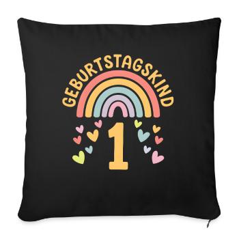 1st Birthday Girl Rainbow - Sofa pillowcase 17,3'' x 17,3'' (45 x 45 cm) - black - Front