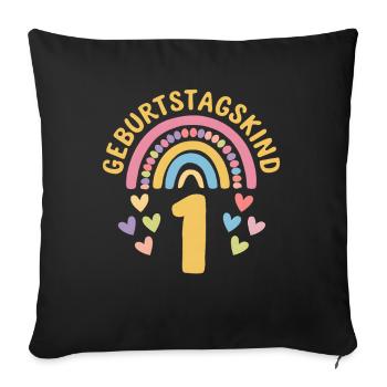 1st Birthday Girl Rainbow - Sofa pillowcase 17,3'' x 17,3'' (45 x 45 cm) - black - Front
