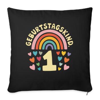 1st Birthday Girl Rainbow - Sofa pillowcase 17,3'' x 17,3'' (45 x 45 cm) - black - Front