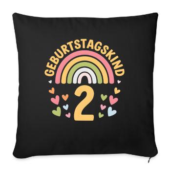 2nd Birthday Girl Rainbow - Sofa pillowcase 17,3'' x 17,3'' (45 x 45 cm) - black - Front