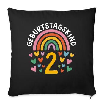 2nd Birthday Girl Rainbow - Sofa pillowcase 17,3'' x 17,3'' (45 x 45 cm) - black - Front