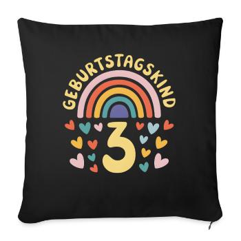 3rd Birthday Girl Rainbow - Sofa pillowcase 17,3'' x 17,3'' (45 x 45 cm) - black - Front