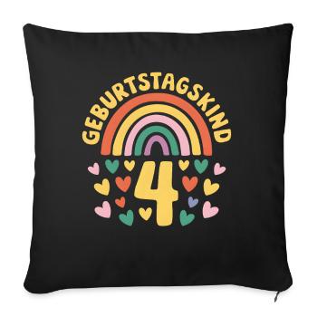 4th Birthday Girl Rainbow - Sofa pillowcase 17,3'' x 17,3'' (45 x 45 cm) - black - Front