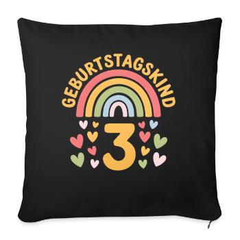 3rd Birthday Girl Rainbow - Sofa pillowcase 17,3'' x 17,3'' (45 x 45 cm) - black - Front