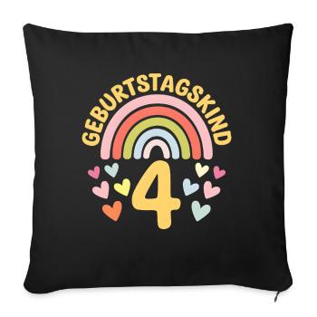 4th Birthday Girl Rainbow - Sofa pillowcase 17,3'' x 17,3'' (45 x 45 cm) - black - Front