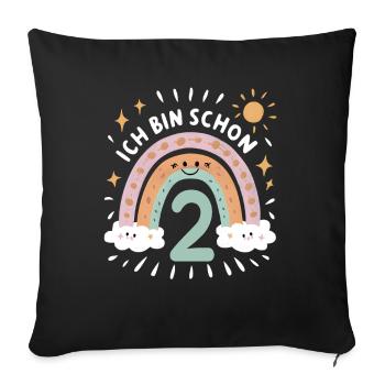 2nd Birthday Shirt Rainbow Cloud - Sofa pillowcase 17,3'' x 17,3'' (45 x 45 cm) - black - Front