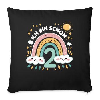 2nd Birthday Shirt Rainbow Cloud - Sofa pillowcase 17,3'' x 17,3'' (45 x 45 cm) - black - Front