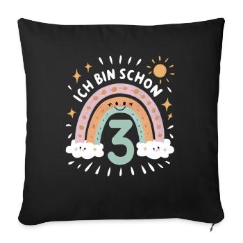 3rd Birthday Shirt Rainbow Cloud - Sofa pillowcase 17,3'' x 17,3'' (45 x 45 cm) - black - Front
