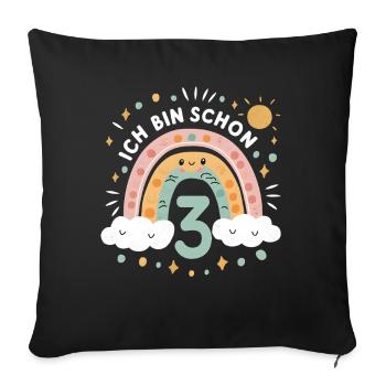3rd Birthday Shirt Rainbow Cloud - Sofa pillowcase 17,3'' x 17,3'' (45 x 45 cm) - black - Front