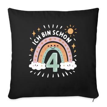 4th Birthday Shirt Rainbow Cloud - Sofa pillowcase 17,3'' x 17,3'' (45 x 45 cm) - black - Front