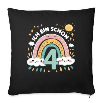 4th Birthday Shirt Rainbow Cloud - Sofa pillowcase 17,3'' x 17,3'' (45 x 45 cm) - black - Front