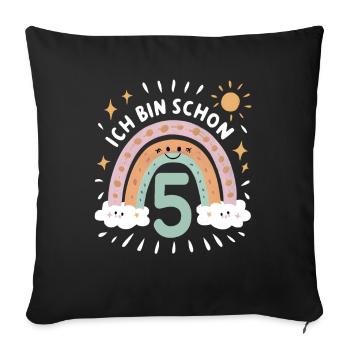 Chemise 5ème anniversaire Nuage Arc-en-ciel - Housse de coussin décorative 45 x 45 cm - noir - Devant