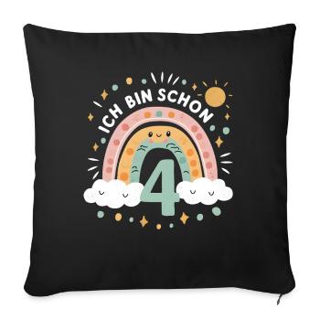 4th Birthday Shirt Rainbow Cloud - Sofa pillowcase 17,3'' x 17,3'' (45 x 45 cm) - black - Front