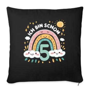Chemise 5ème anniversaire Nuage Arc-en-ciel - Housse de coussin décorative 45 x 45 cm - noir - Devant