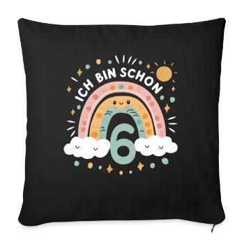 6th Birthday Shirt Rainbow Cloud - Sofa pillowcase 17,3'' x 17,3'' (45 x 45 cm) - black - Front