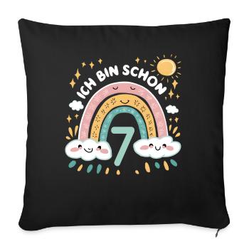7th Birthday Shirt Rainbow Cloud - Sofa pillowcase 17,3'' x 17,3'' (45 x 45 cm) - black - Front