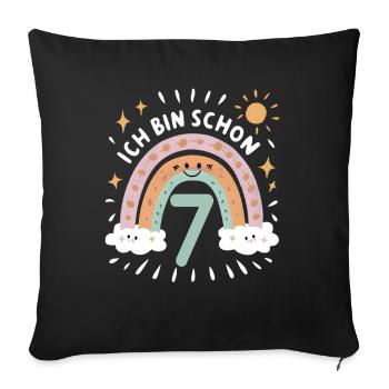 7th Birthday Shirt Rainbow Cloud - Sofa pillowcase 17,3'' x 17,3'' (45 x 45 cm) - black - Front