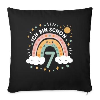 7th Birthday Shirt Rainbow Cloud - Sofa pillowcase 17,3'' x 17,3'' (45 x 45 cm) - black - Front