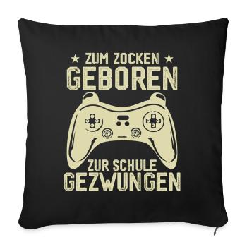 Né pour jouer, forcé d’aller à l’école - Housse de coussin décorative 45 x 45 cm - noir - Devant