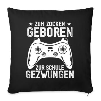 Né pour jouer, forcé d’aller à l’école - Housse de coussin décorative 45 x 45 cm - noir - Devant