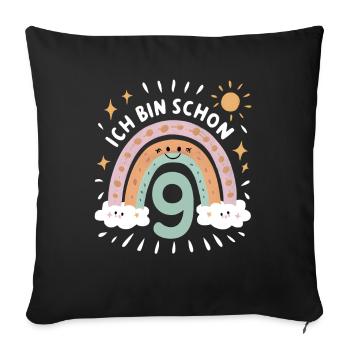 9th Birthday Shirt Rainbow Cloud - Sofa pillowcase 17,3'' x 17,3'' (45 x 45 cm) - black - Front