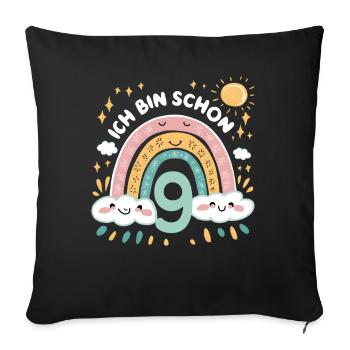 9th Birthday Shirt Rainbow Cloud - Sofa pillowcase 17,3'' x 17,3'' (45 x 45 cm) - black - Front