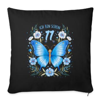 Fête d’anniversaire des enfants papillon 11e anniversaire - Housse de coussin décorative 45 x 45 cm - noir - Devant