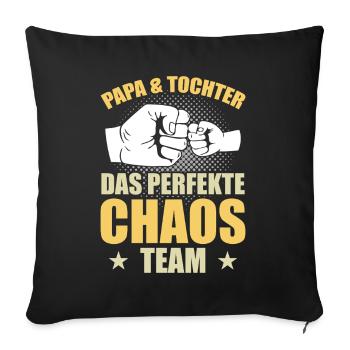 Dad daughter the perfect chaos team - Sofa pillowcase 17,3'' x 17,3'' (45 x 45 cm) - black - Front