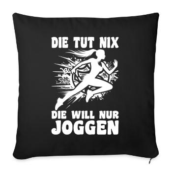 Coureuse qui ne fait rien, elle a juste envie de faire du footing, joggeuse - Housse de coussin décorative 45 x 45 cm - noir - Devant