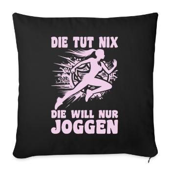 Coureuse qui ne fait rien, elle a juste envie de faire du footing, joggeuse - Housse de coussin décorative 45 x 45 cm - noir - Devant
