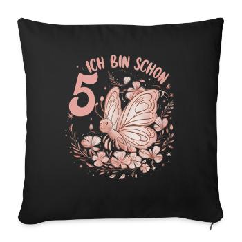 5th Birthday Butterfly Children's Birthday Party - Sofa pillowcase 17,3'' x 17,3'' (45 x 45 cm) - black - Front