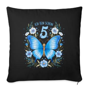 5th Birthday Butterfly Children's Birthday Party - Sofa pillowcase 17,3'' x 17,3'' (45 x 45 cm) - black - Front
