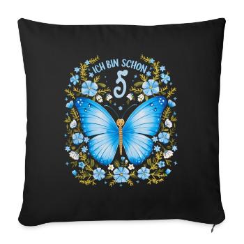 5th Birthday Butterfly Children's Birthday Party - Sofa pillowcase 17,3'' x 17,3'' (45 x 45 cm) - black - Front