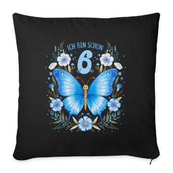 6th Birthday Butterfly Children's Birthday Party - Sofa pillowcase 17,3'' x 17,3'' (45 x 45 cm) - black - Front