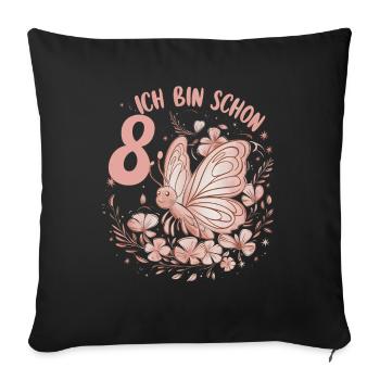 8. Geburtstag Schmetterling Kindergeburtstag - Sofakissenbezug 45 x 45 cm - Schwarz - Vorne