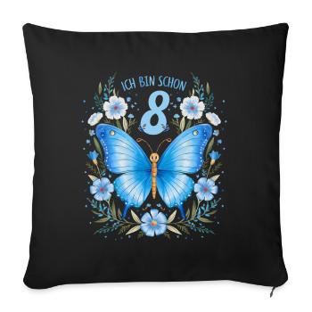 8th Birthday Butterfly Children's Birthday Party - Sofa pillowcase 17,3'' x 17,3'' (45 x 45 cm) - black - Front