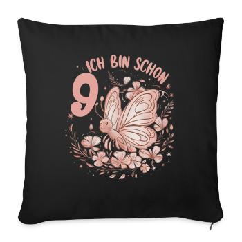 9th Birthday Butterfly Children's Birthday Party - Sofa pillowcase 17,3'' x 17,3'' (45 x 45 cm) - black - Front
