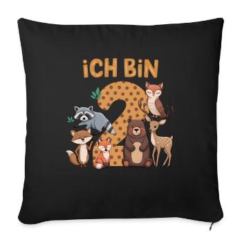 2ème anniversaire 2 ans Animaux de la forêt Animaux de la forêt - Housse de coussin décorative 45 x 45 cm - noir - Devant