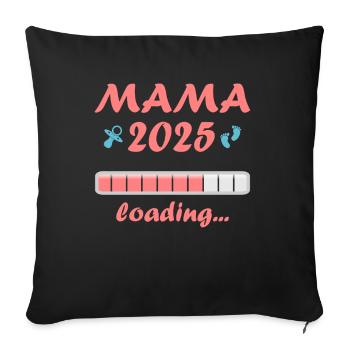 Maman 2025 Cadeau Femmes Dames Mère Enceinte - Housse de coussin décorative 45 x 45 cm - noir - Devant