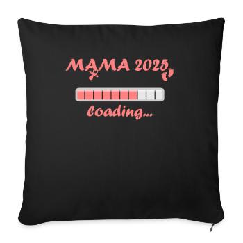 Maman 2025 Cadeau Femmes Dames Mère Enceinte - Housse de coussin décorative 45 x 45 cm - noir - Devant