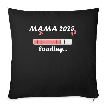Maman 2025 Cadeau Femmes Dames Mère Enceinte - Housse de coussin décorative 45 x 45 cm - noir - Devant