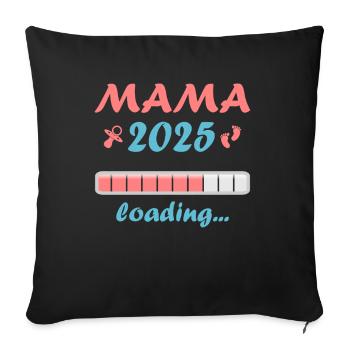 Maman 2025 Cadeau Femmes Dames Mère Enceinte - Housse de coussin décorative 45 x 45 cm - noir - Devant