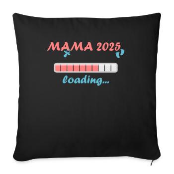Maman 2025 Cadeau Femmes Dames Mère Enceinte - Housse de coussin décorative 45 x 45 cm - noir - Devant