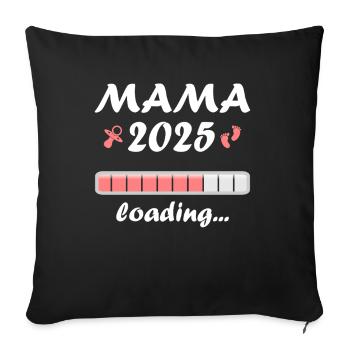 Maman 2025 Cadeau Femmes Dames Mère Enceinte - Housse de coussin décorative 45 x 45 cm - noir - Devant