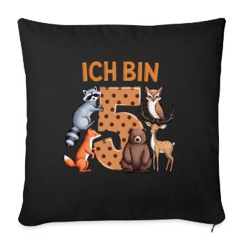 5ème Anniversaire 5 Ans Animaux de la Forêt Animaux de la Forêt - Housse de coussin décorative 45 x 45 cm - noir - Devant