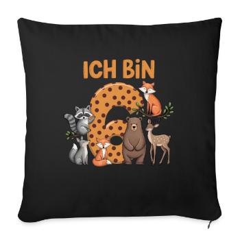 6e anniversaire 6 ans Animaux de la forêt Animaux de la forêt - Housse de coussin décorative 45 x 45 cm - noir - Devant