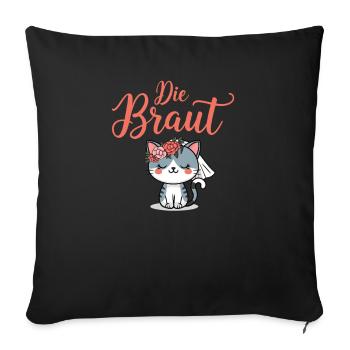 Bride Bride To Be Cat Kitten Engagement Bachelor Party - Sofa pillowcase 17,3'' x 17,3'' (45 x 45 cm) - black - Front