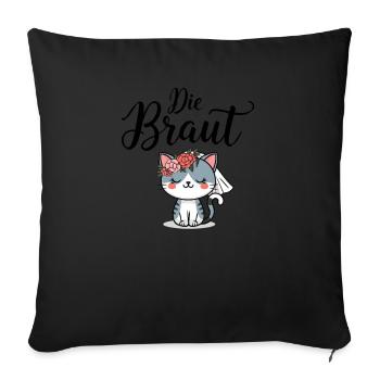 Bride Bride To Be Cat Kitten Engagement Bachelor Party - Sofa pillowcase 17,3'' x 17,3'' (45 x 45 cm) - black - Front